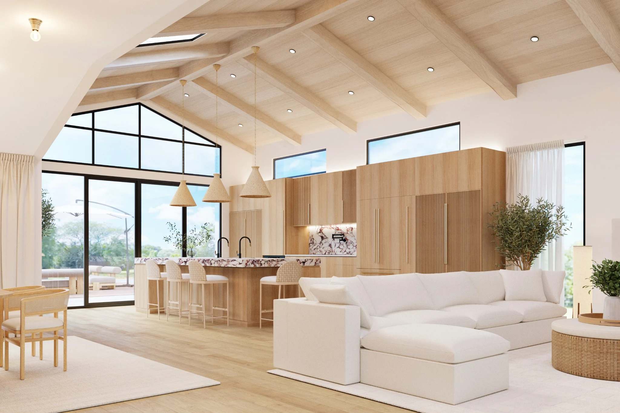 Open-plan living and kitchen space at California Residence